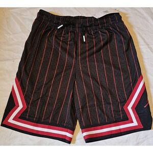 NWT Jordan Kid's Air Diamond Shorts Black/Red/White Size Large